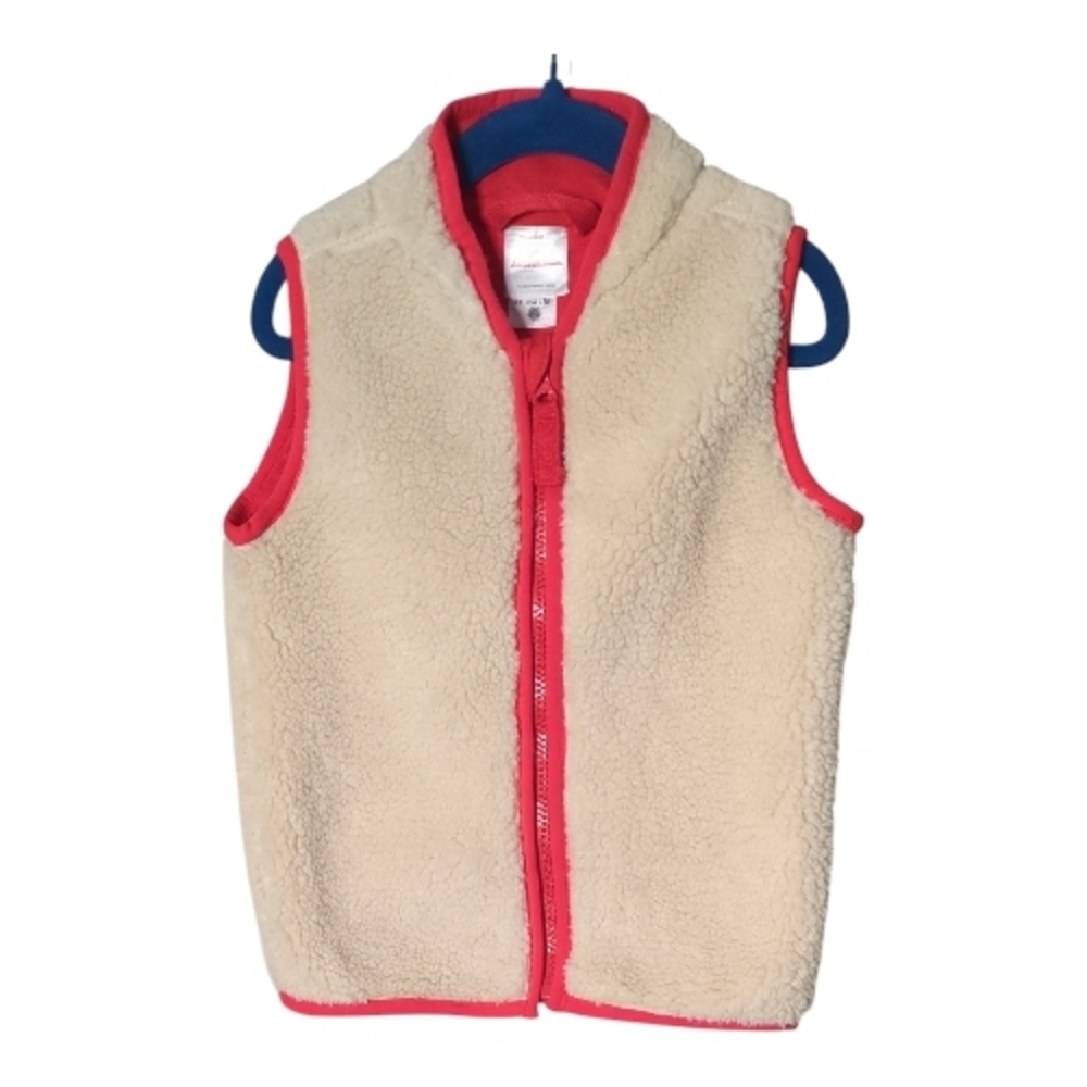 Hanna Andersson Faux Shearling Vest Cream and Orange Size 3T (90cm)